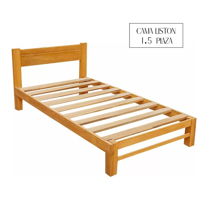 GENERICO - Cama Modelo Liston Desarmable Madera Capirona 1 Plaza y Media