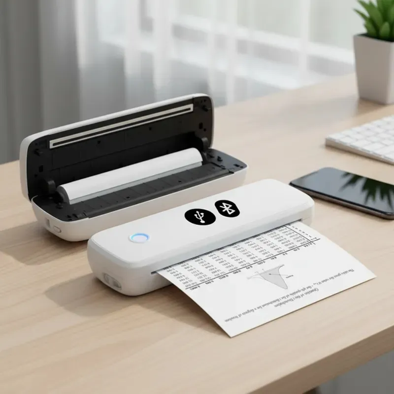 JPSYSTEMS - Impresora portátil térmica A4 USB Bluetooth A80 con 2 rollos 210x30mm