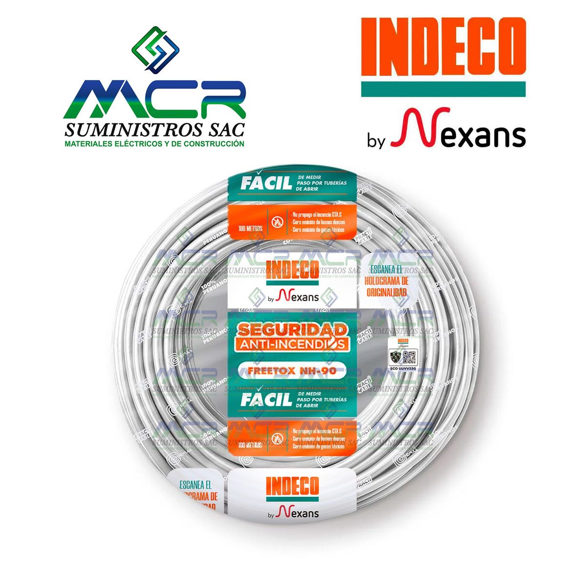 INDECO - CABLE NH-90 LIBRE HALOGENO 2.5 mm2 BLANCO ROLLO DE 100m INDECO