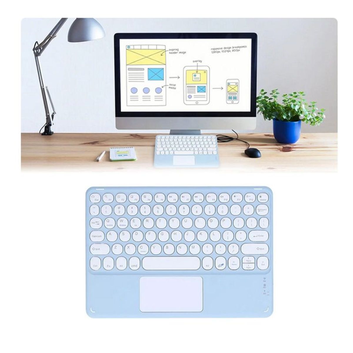 GENERICO - Teclado Bluetooth Recargable con Mouse Touchpad Ipad Galaxy Tablet