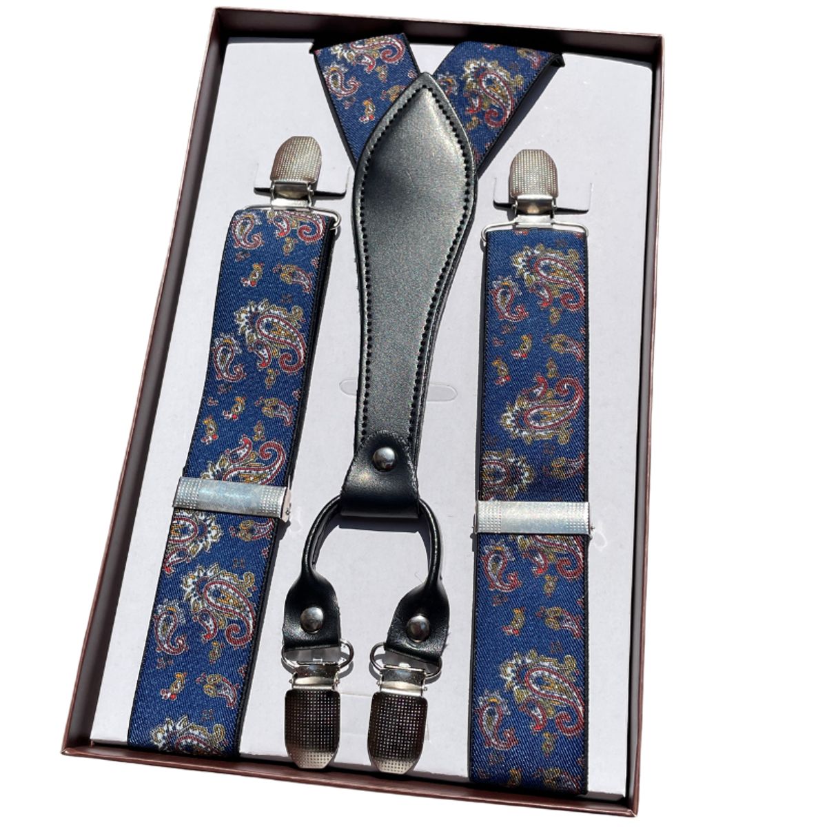 KAST PE - Tirantes Ajustables Elásticos para pantalón hombre Paisley Azul