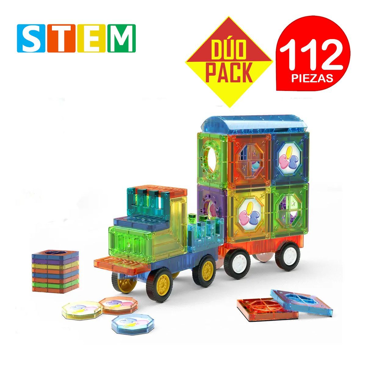 STM - Bloques magnéticos didáctico STEM 43p+69p DÚO PACK 112piezas