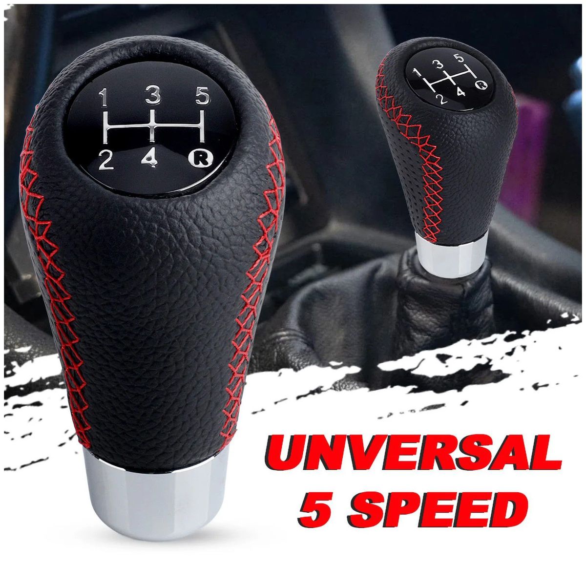 GENERICO - Pomo Perilla Palanca De Cambios 5 Velocidades Manual Rojo