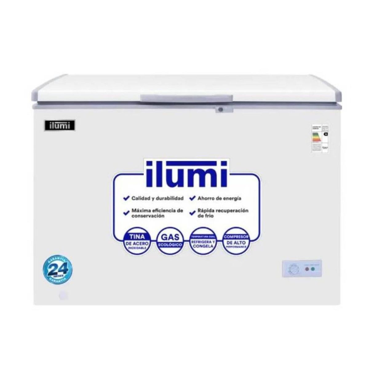ILUMI - Congelador Ilumi TFI-3400WH 340L con Tina de Acero Inoxidable Blanco