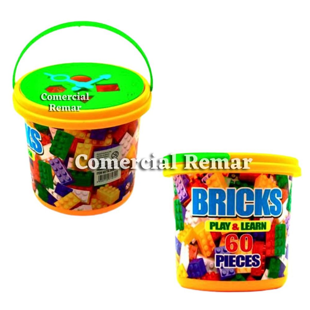 GENERICO - Balde de Bloques de Construcción 60 piezas Juego Didáctico