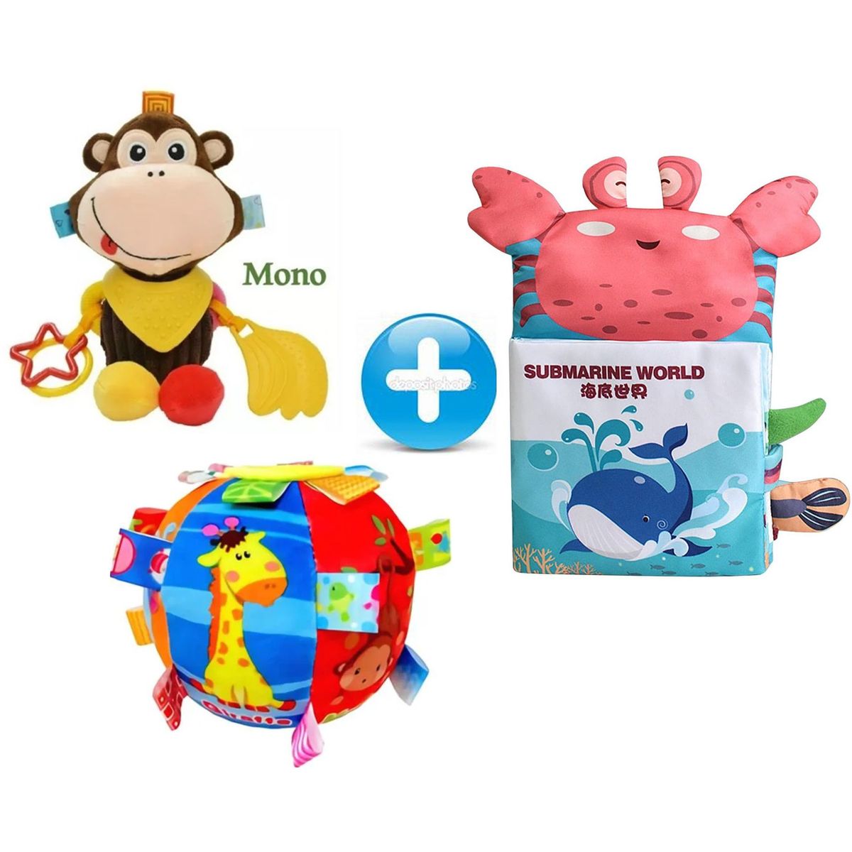 GENERICO - Pack de Peluches sensoriales libro pelota