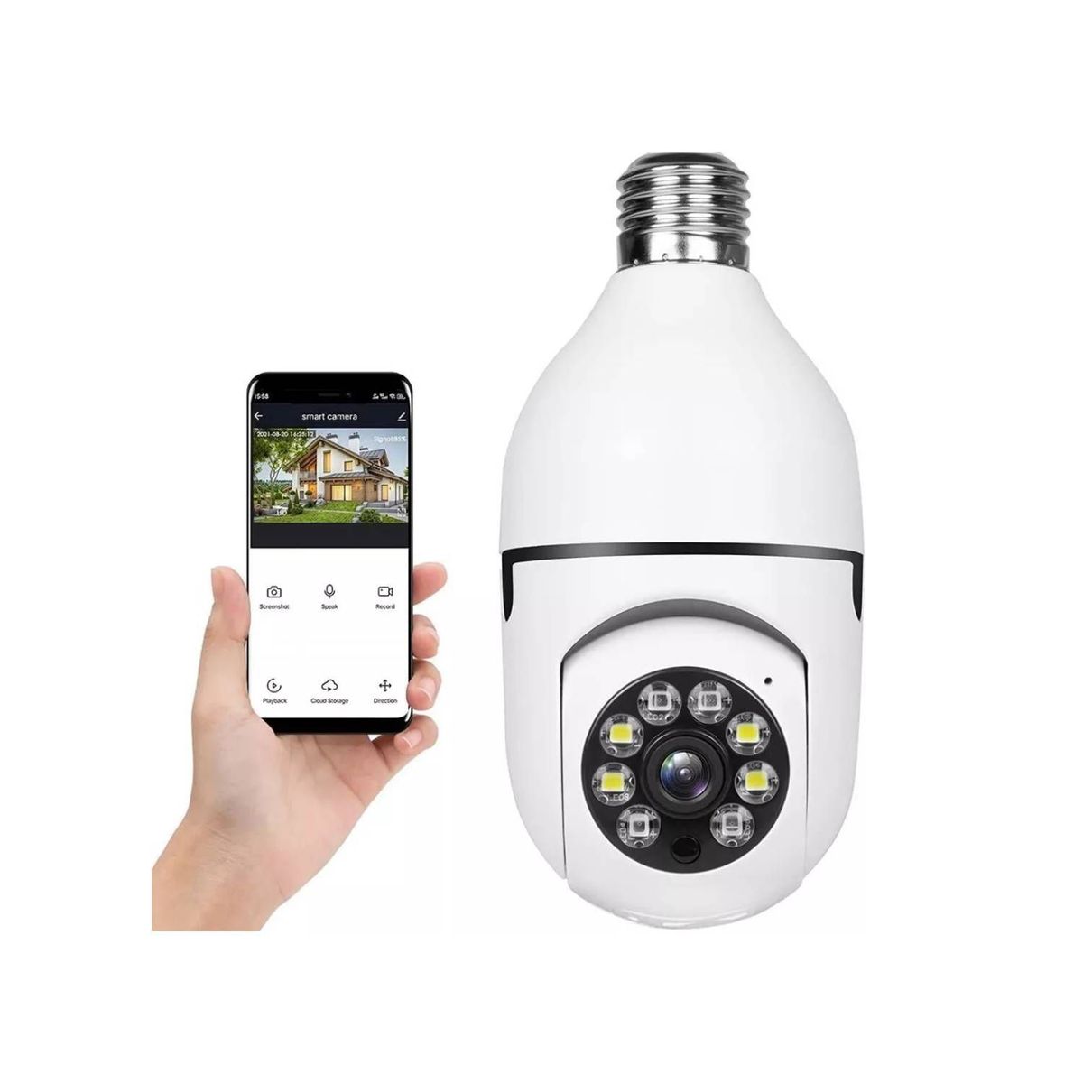 Camara de Seguridad tipo Foco con WIFI de 360°, marca GENERICO - Foto Principal