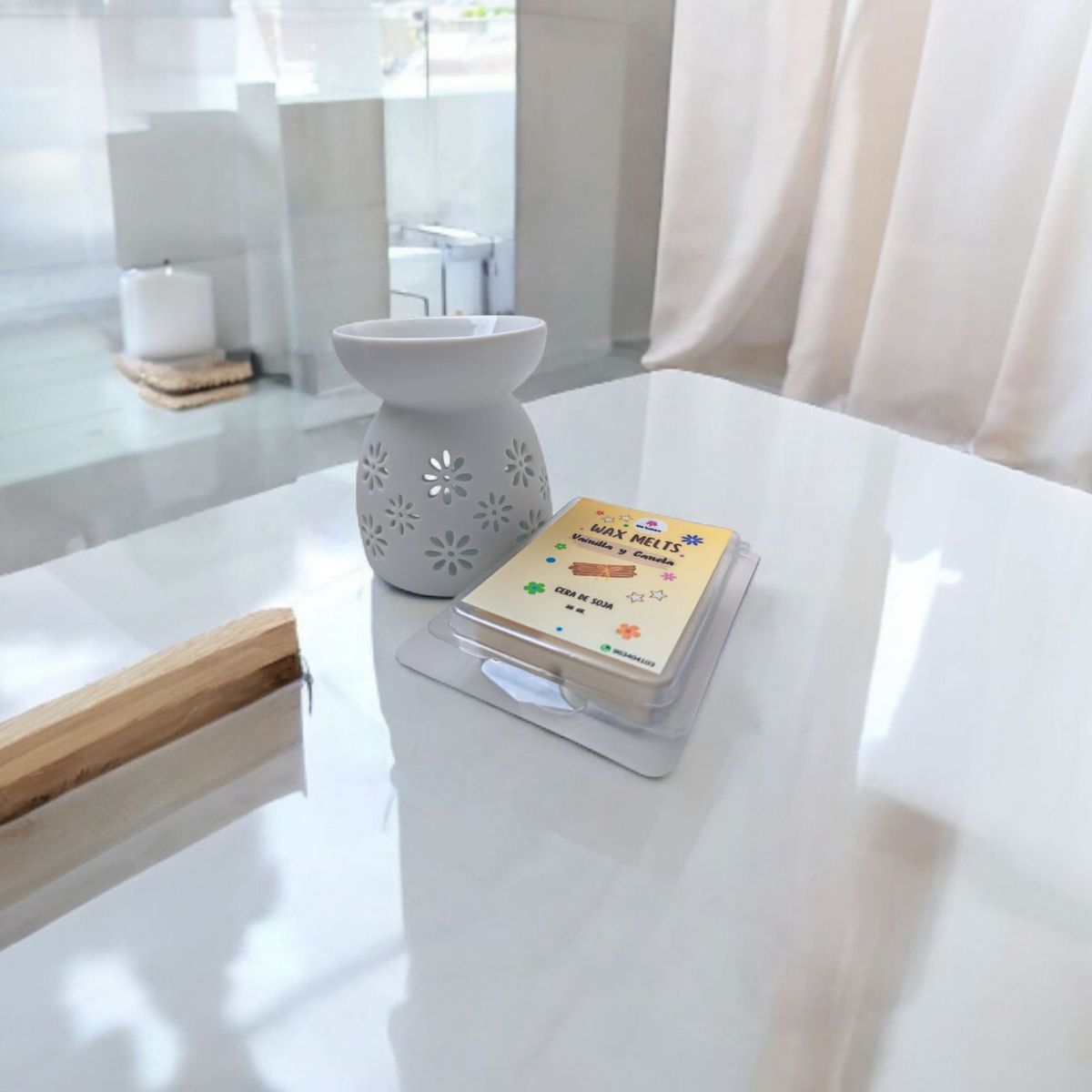 GENERICO - PACK HORNITO QUEMADOR BLANCO MAS WAX MELTS DE CERA