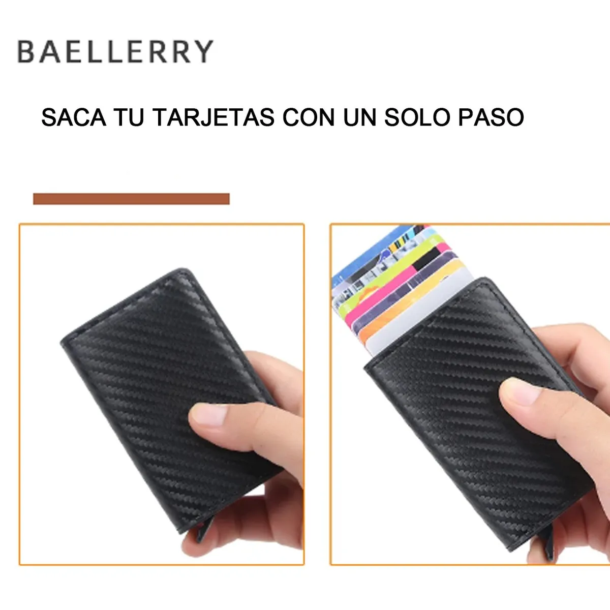BAELLERRY - BILLETERA HOMBRE CUERO TARJETERO ANTIRROBO RFID BAELLERRY M003