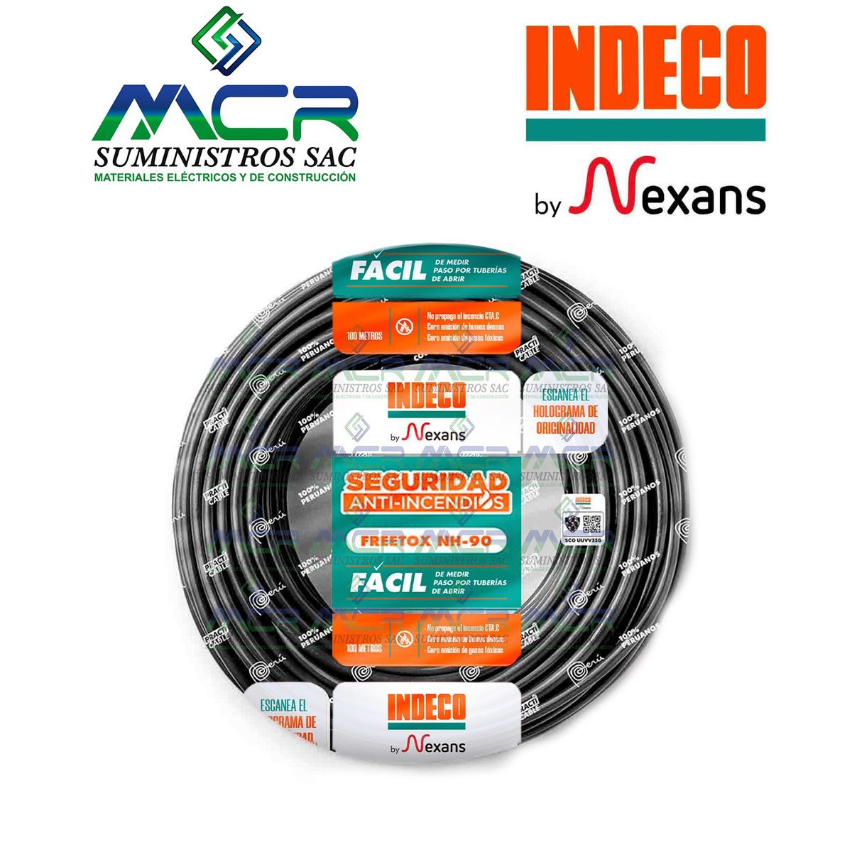 INDECO - CABLE NH-90 LIBRE HALOGENO 6mm2 NEGRO ROLLO DE 100m INDECO