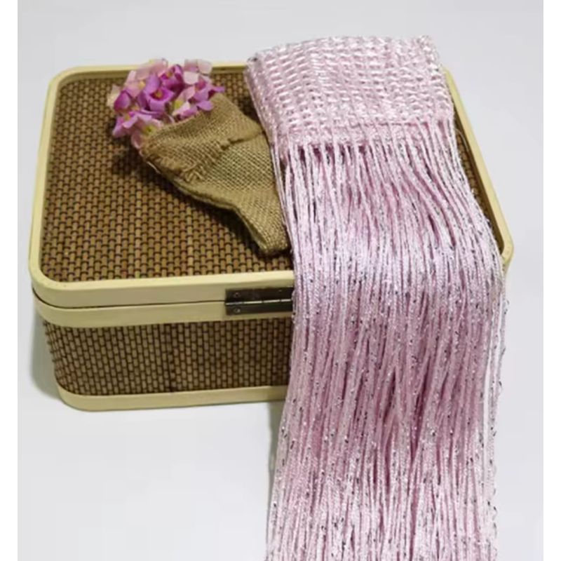 GENERICO - Cortina Hilos Brillante Rosado 95cm ancho para ventana decoración