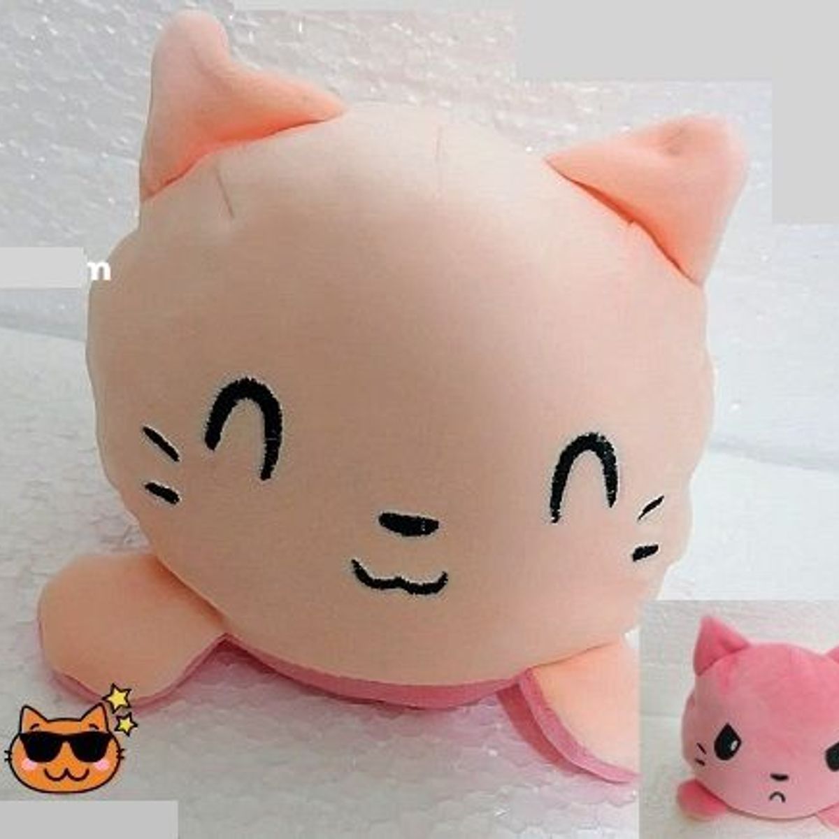 GENERICO - Gatito Reversible Melon-Rosado Doble Cara Peluche