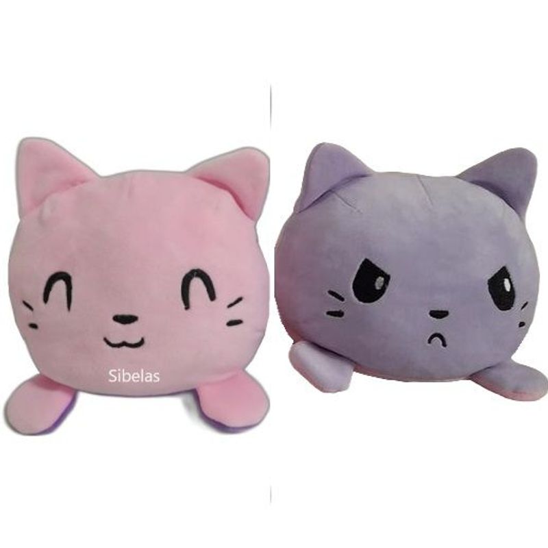 Gatito Reversible Lila-Rosado Doble Cara Peluche GENERICO