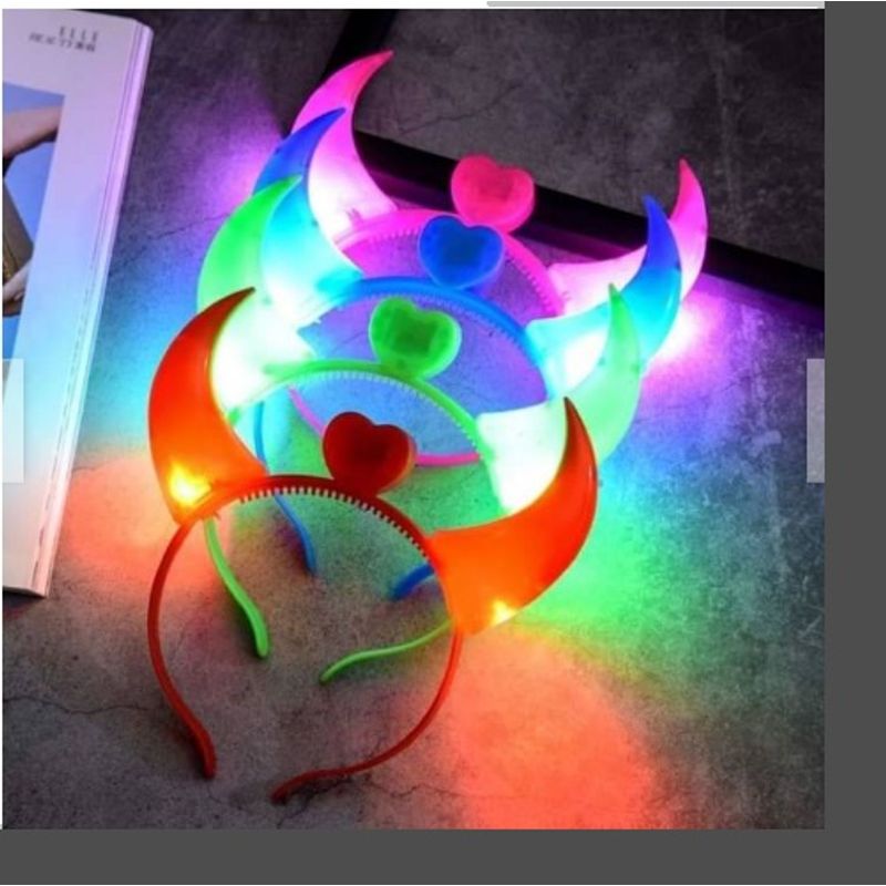 GENERICO - 4 Vinchas de Diablita con luces Disfraz Diabla Hallowen