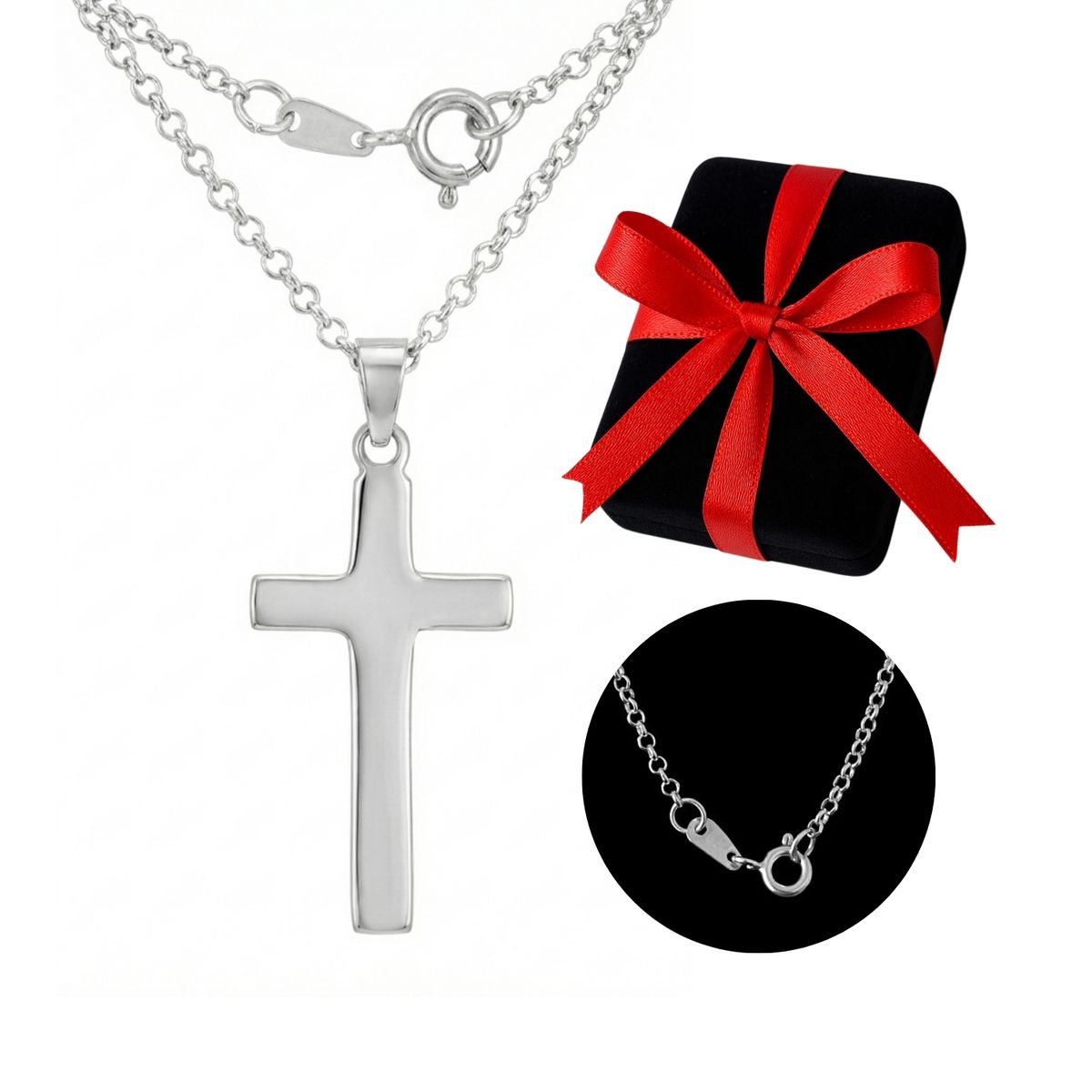 GENERICO - Collar Cruz Unisex Religioso Minimalista Joya en Plata