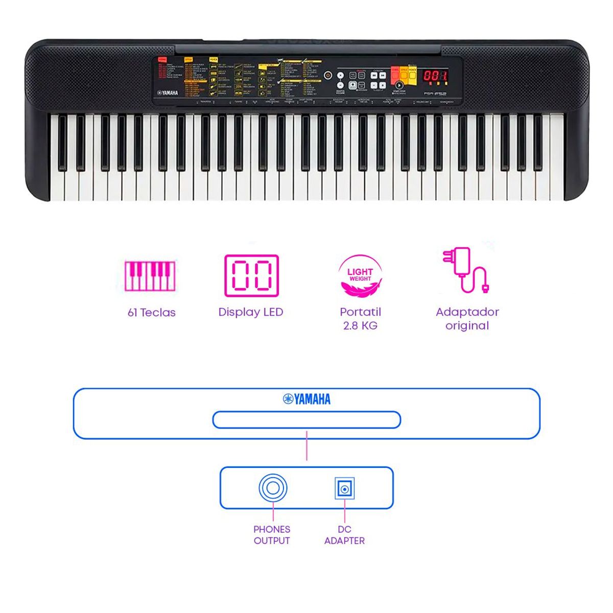 YAMAHA - TECLADO PSR-F52 PACK PORTATIL