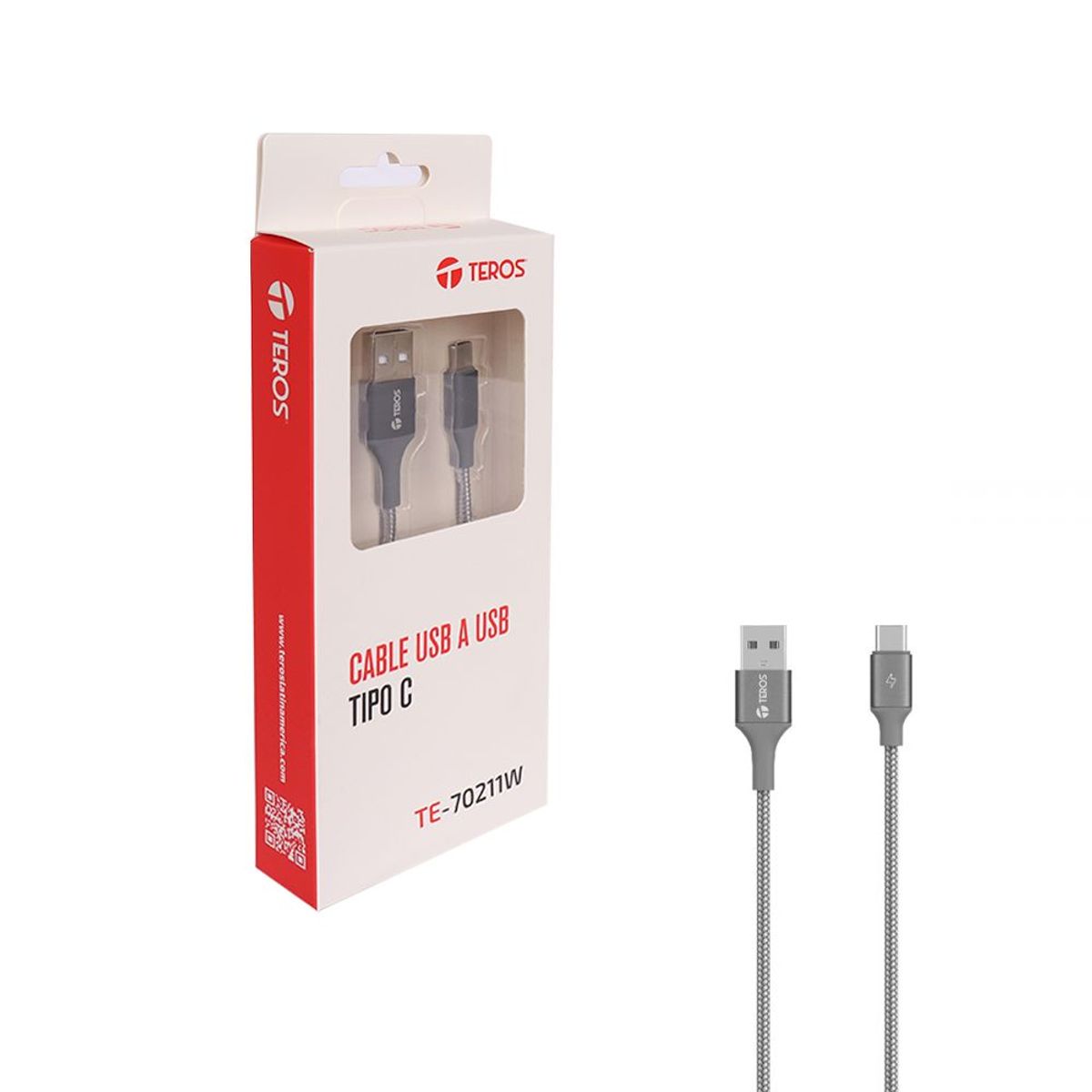TEROS - Cable USB Tipo C Teros 60W Gris