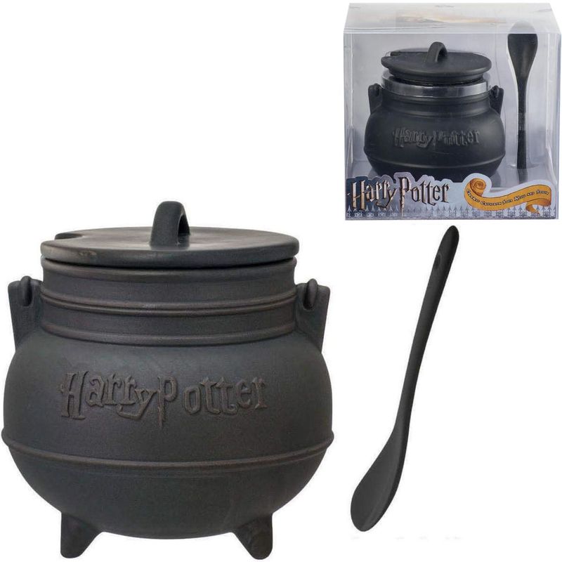 HARRY POTTER - Caldero de Cerámica Harry Potter 20 oz Taza de Sopa con Tapa y Cuchara