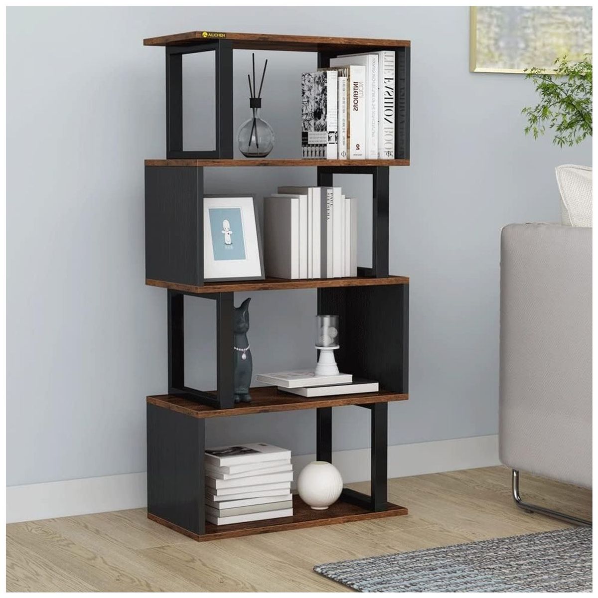 VENTITAS HOME - Librero Minimalista Mianur Ventitas Home Negro y Gales