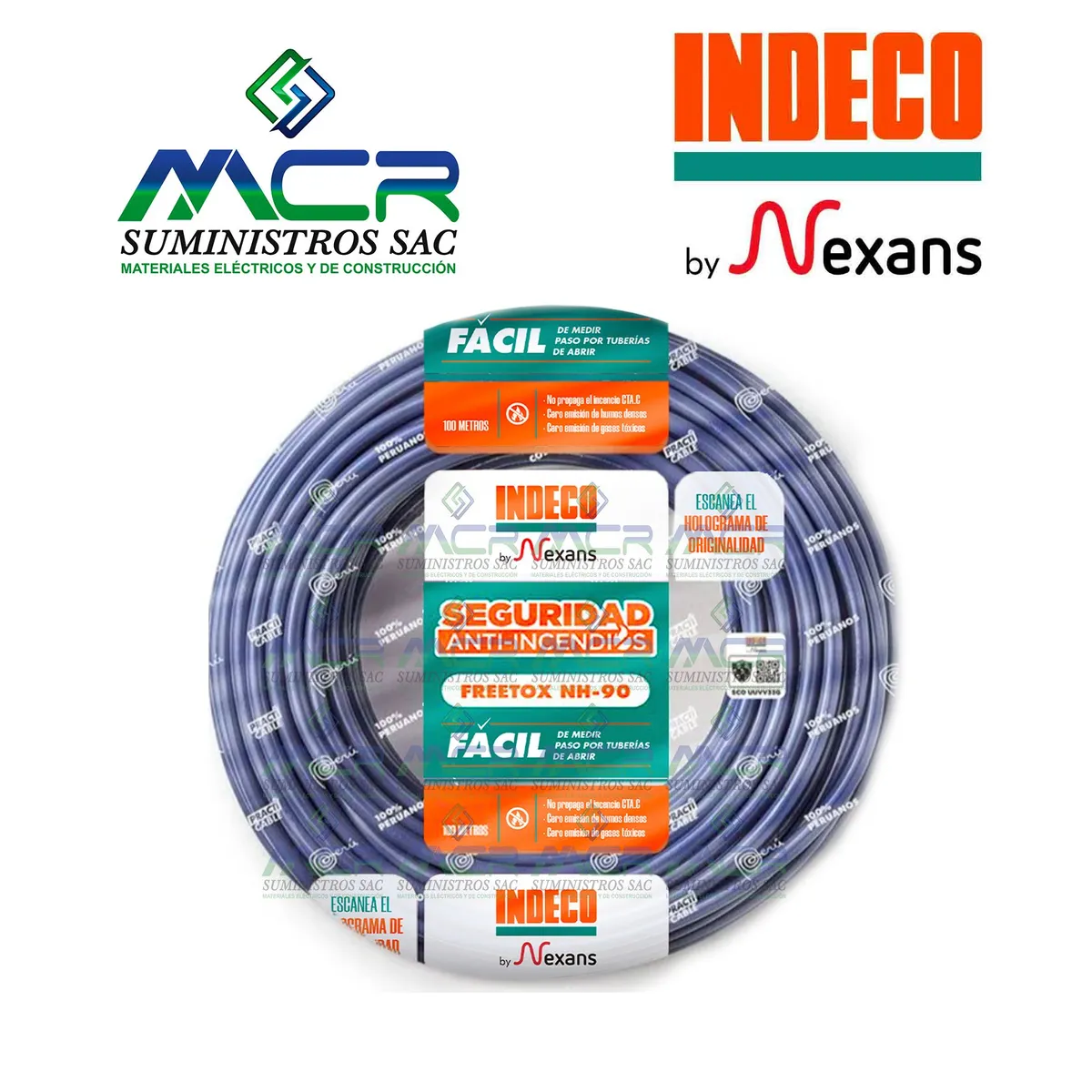 INDECO - CABLE NH-90 LIBRE HALOGENO 2.5 mm2 AZUL ROLLO DE 100m INDECO