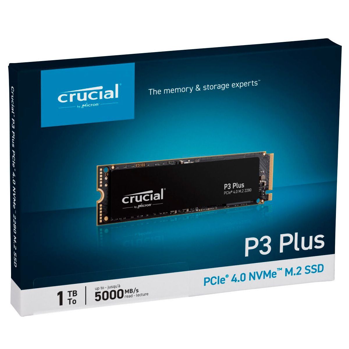 CRUCIAL - Disco Solido Crucial P3 Plus 1TB M2 2280 NVMe PCIe 4.0 CT1000P3PSSD8