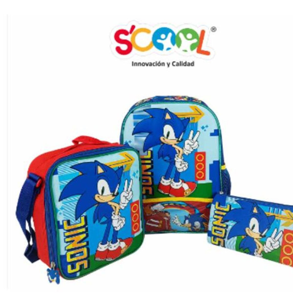 SCOOL - Set Sonic Mochila-Lonchera-Cartuchera Scool