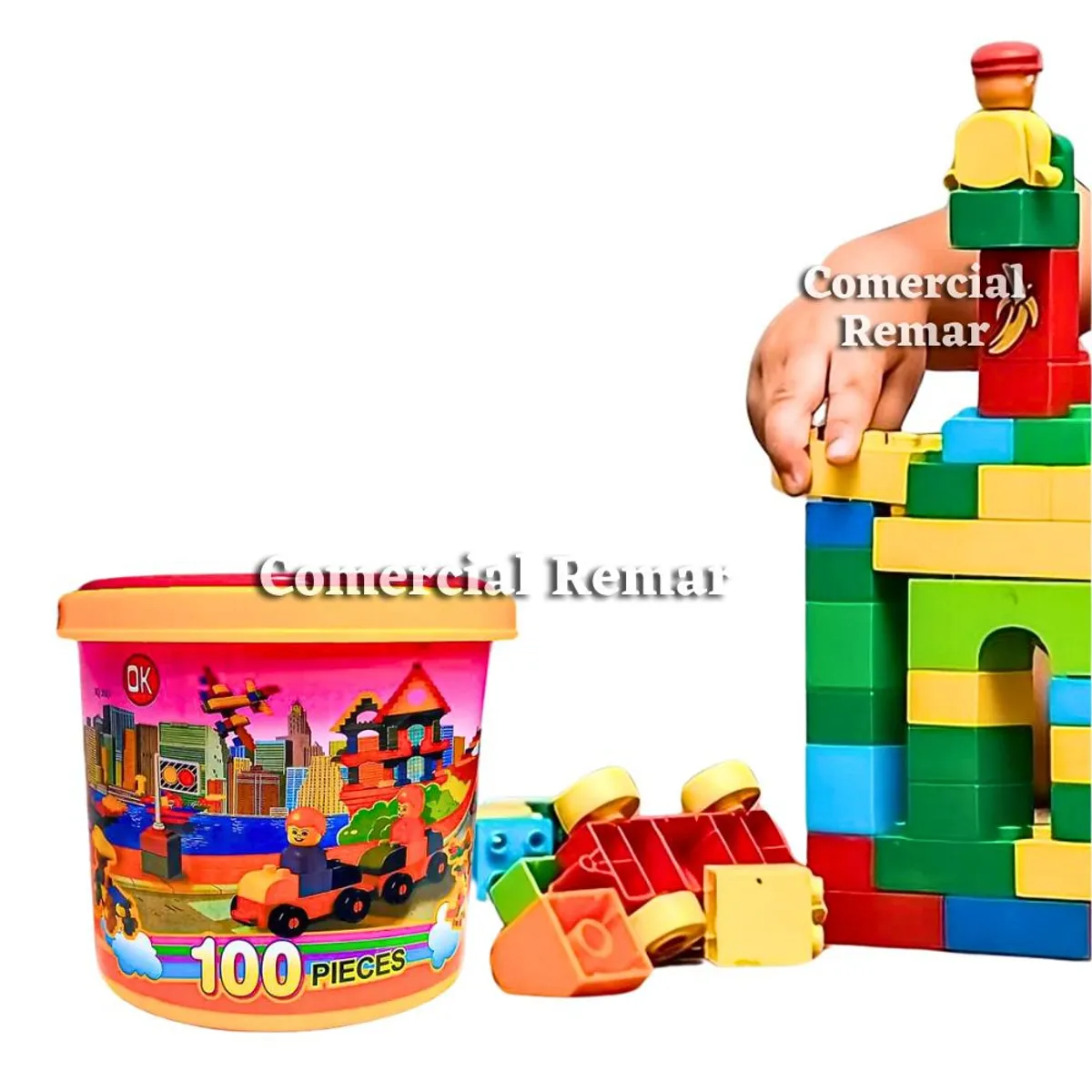 GENERICO - Balde de Bloques de Construcción 100 piezas Juego Didáctico