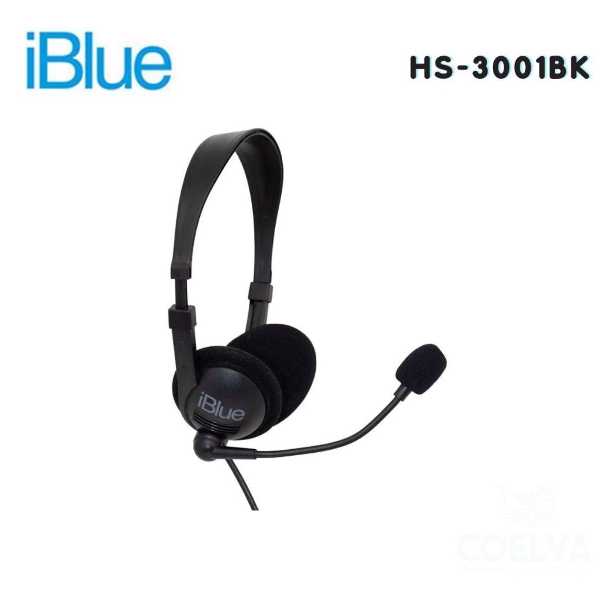 IBLUE - Audífono Alámbrico IBLUE HS-3001BK con Micrófono Estéreo flexible