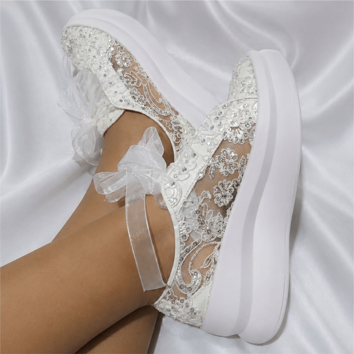 GENERICO - Zapatilla de Novia marca Gardenia Cueros , color iovory planta 6 cm