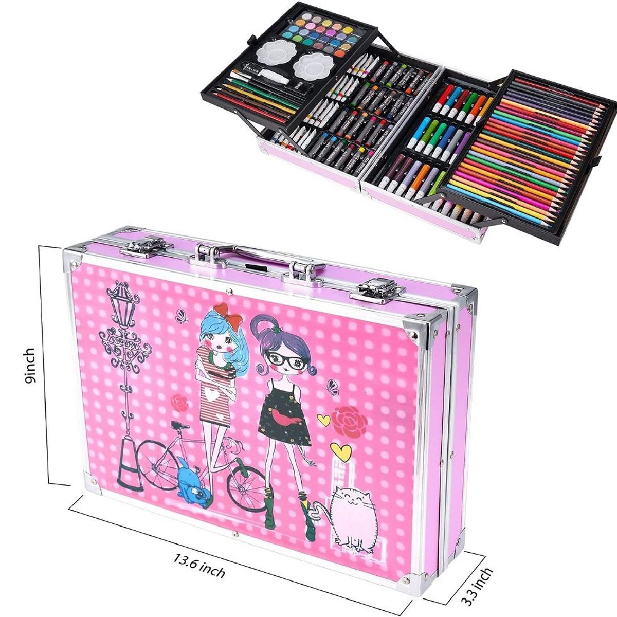 GENERICO - set de arte 145 piezas maleta de aluminio - Animado