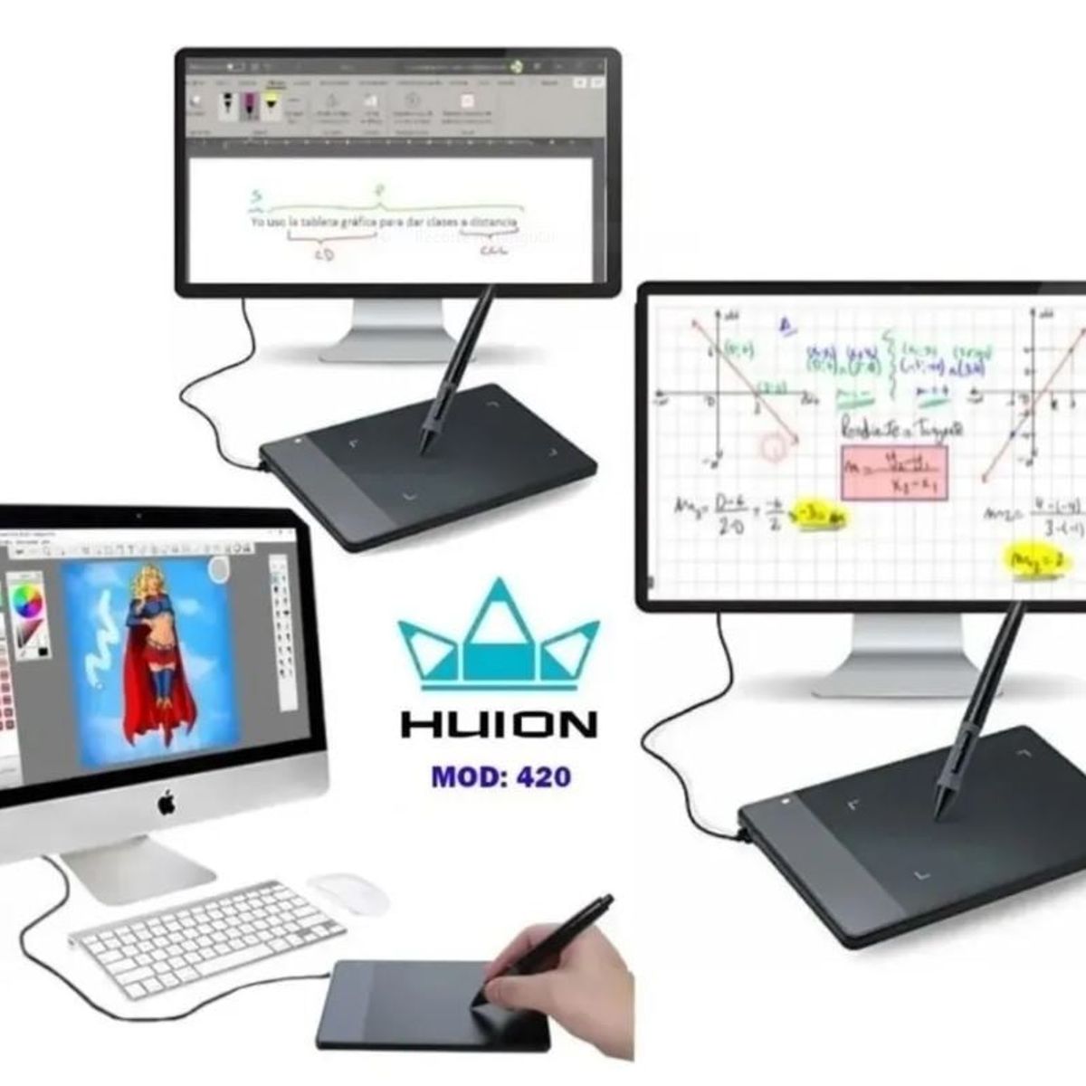 HUION - Tableta Gráfica Digital Huion 420 + CABLE LED ROJO