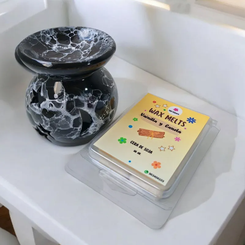 GENERICO - PACK HORNITO QUEMADOR NEGRO MAS WAX MELTS