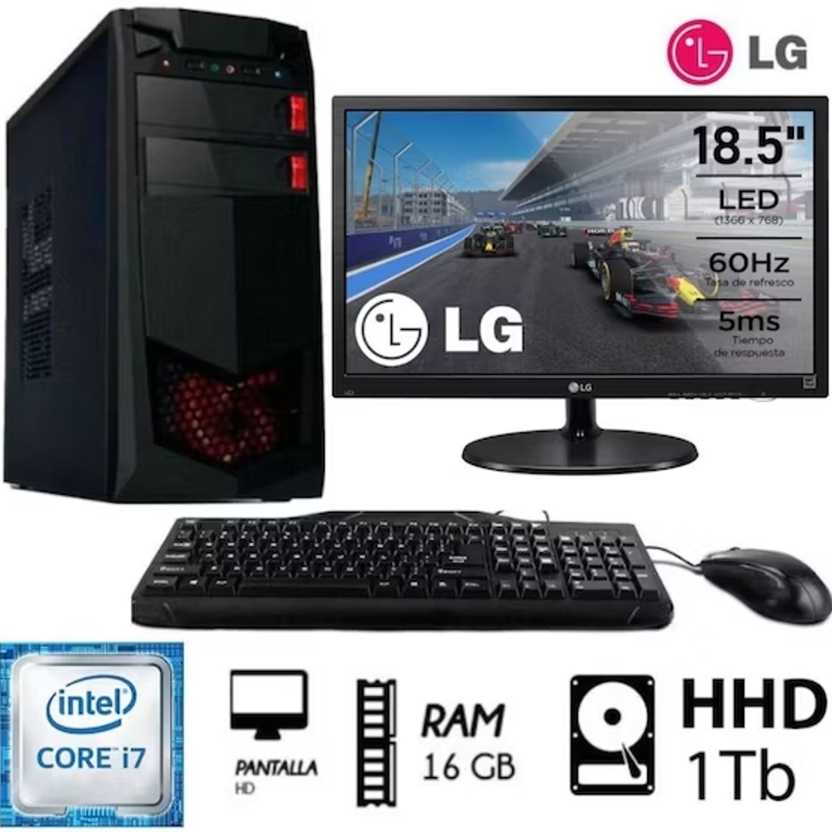 GENERICO - Computadora Pc Intel Core i7 3.4ghz Ram 16GB Disco 1TB Monitor 19