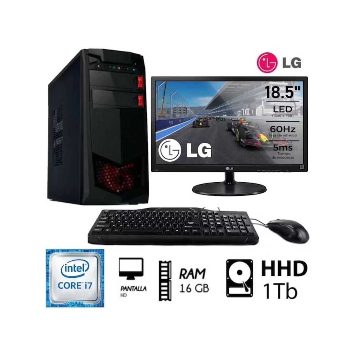 GENERICO - Computadora Pc Intel Core i7 3.4ghz Ram 16GB Disco 1TB Monitor 19