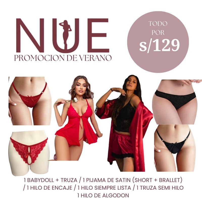 GENERICO - PACK 8 PRENDAS, PIJAMA / BABYDOLL Y TRUZAS  TALLAS S M L