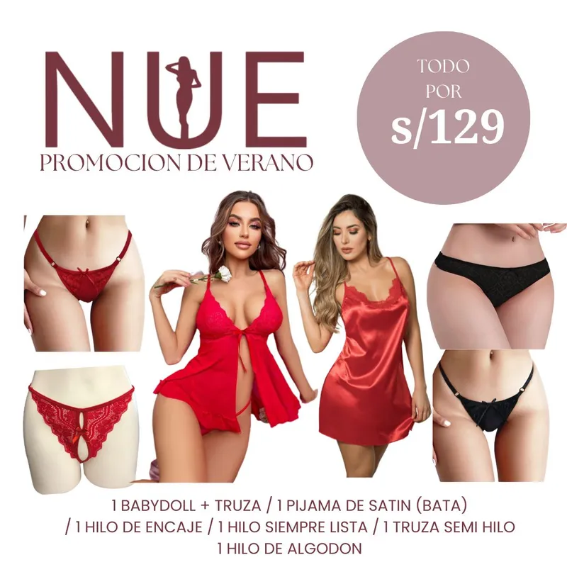 GENERICO - PACK 8 PRENDAS, PIJAMA VESTIDO / BABYDOLL Y TRUZAS  TALLAS S M L