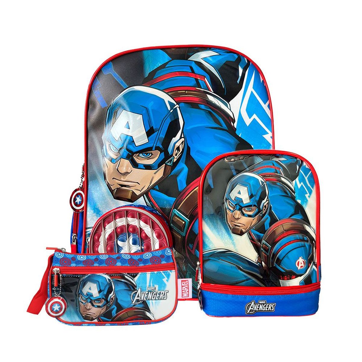 ARTESCO - Set Capitan America Mochila  Lonchera  Cartuchera