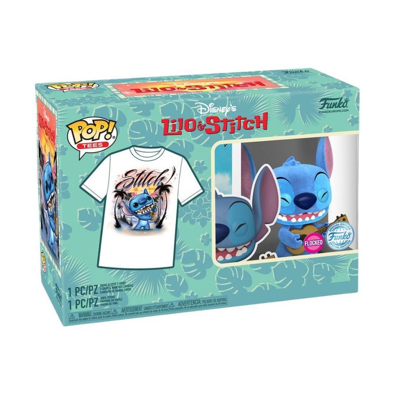 FUNKO - Funko Pop & Tee Disney Stitch with Ukelele Flocked Talla M