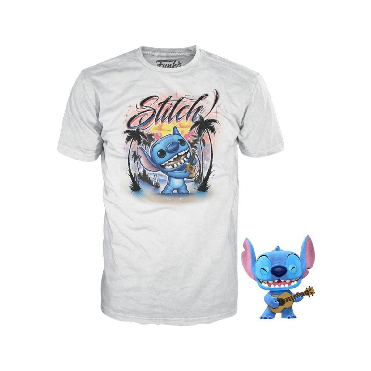 FUNKO - Funko Pop & Tee Disney Stitch with Ukelele Flocked Talla M