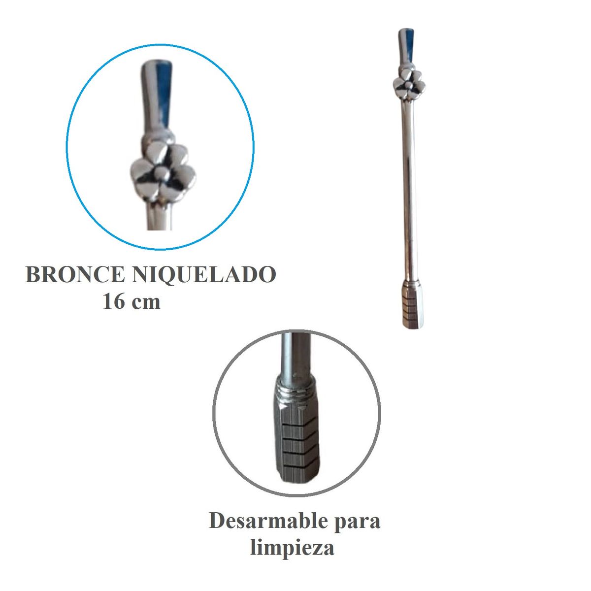 GENERICO - Bombilla Para Tomar Mate Argentina de Bronce Niquelado