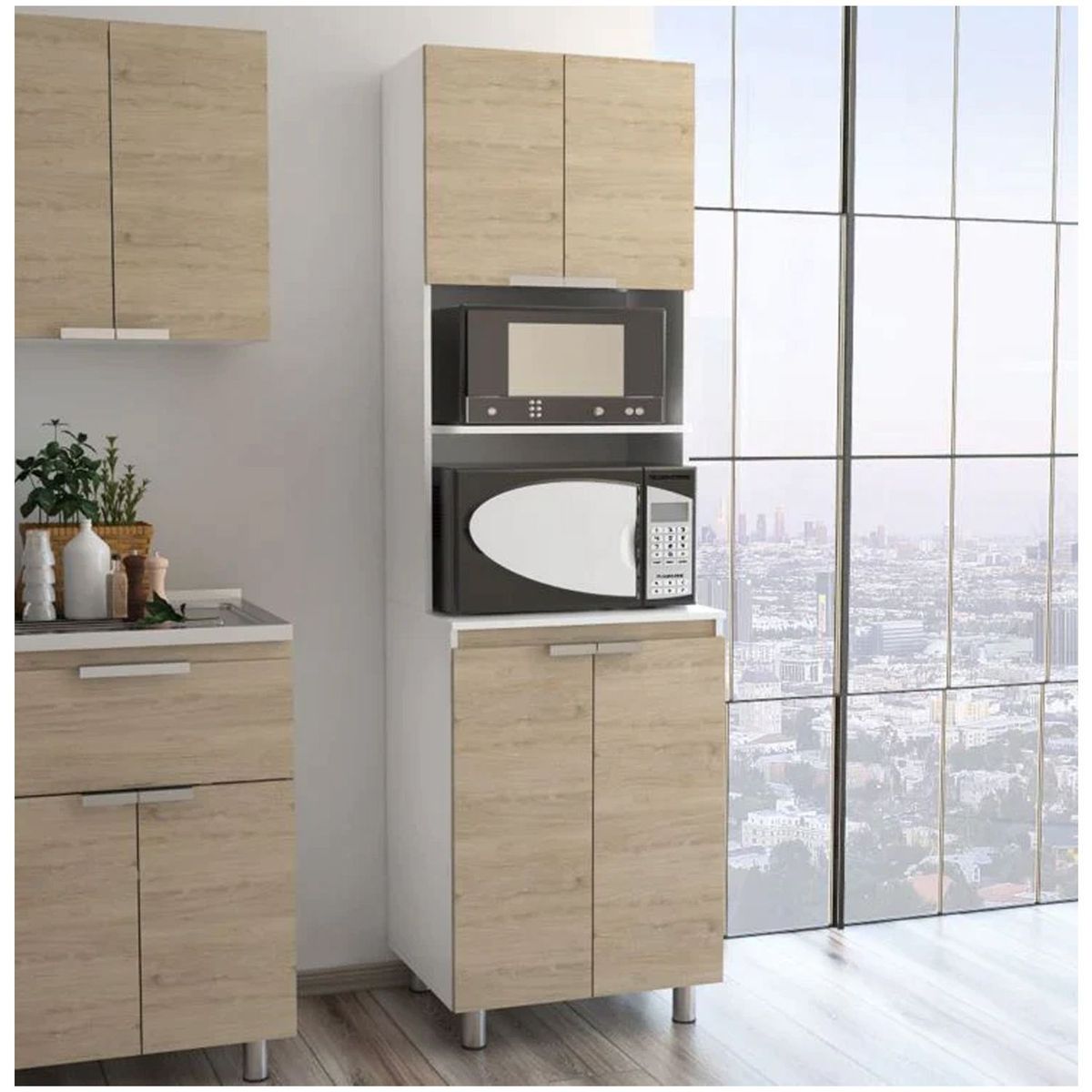 VENTITAS HOME - Repostero de Cocina Newton Ventitas Home Blanco y Rovere