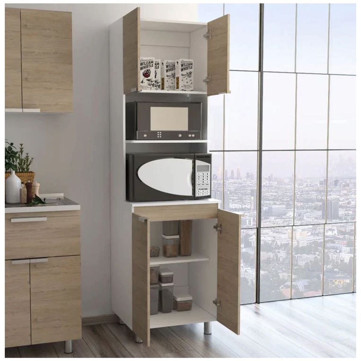 VENTITAS HOME - Repostero de Cocina Newton Ventitas Home Blanco y Rovere