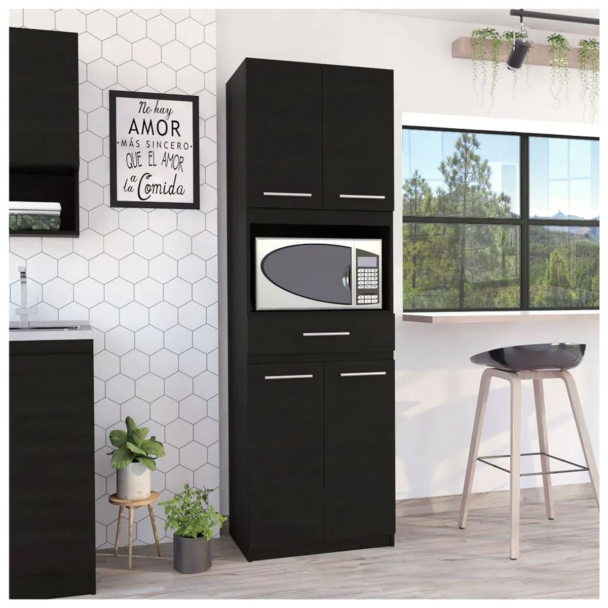 VENTITAS HOME - Repostero de Cocina Almond Ventitas Home Negro