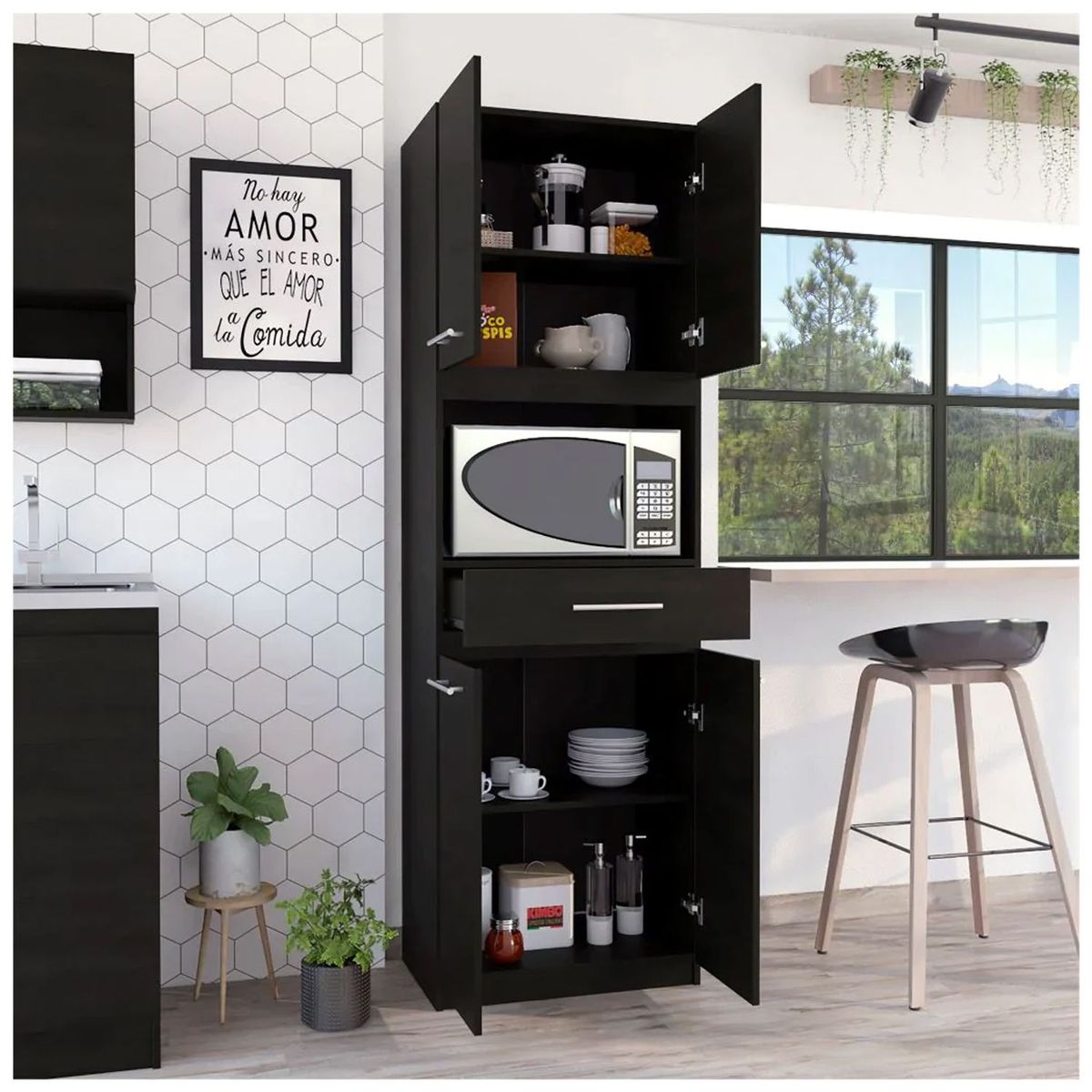 VENTITAS HOME - Repostero de Cocina Almond Ventitas Home Negro