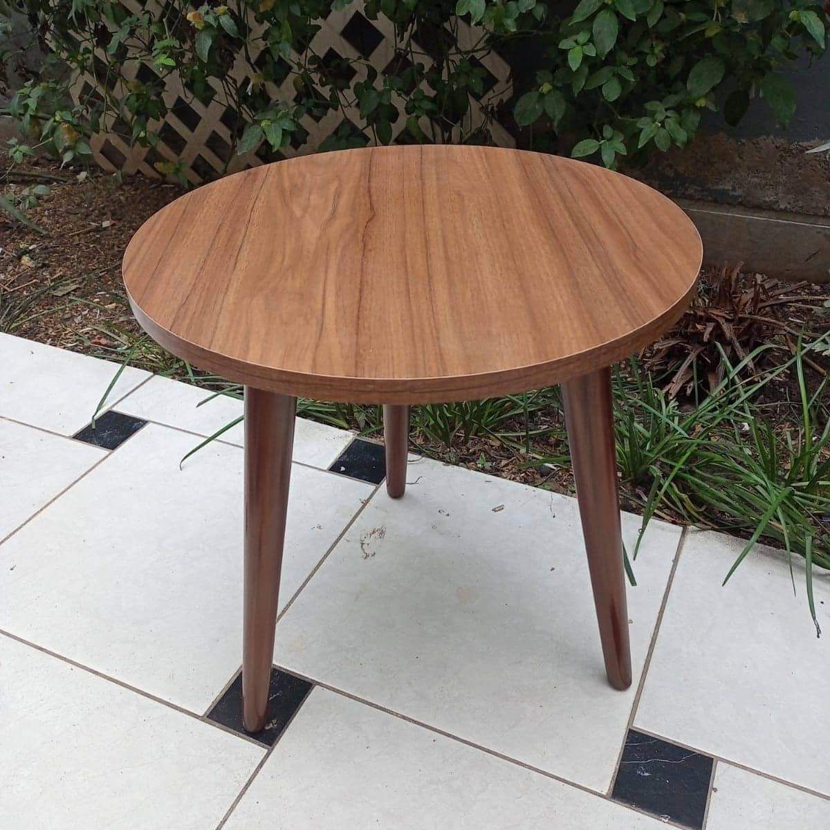 GENERICO - Mesa de centro redondo 50 cm color nogal