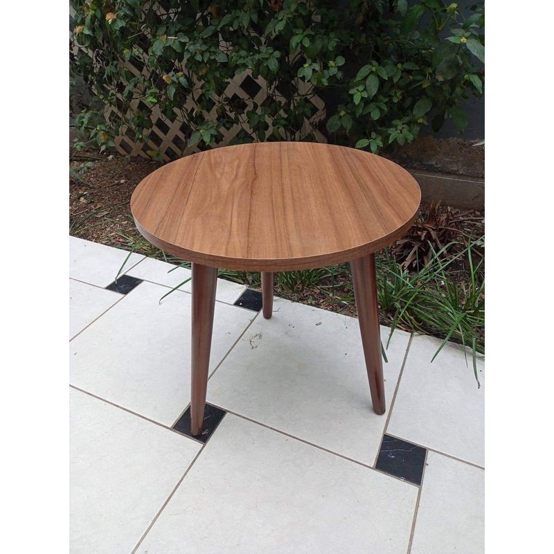 GENERICO - Mesa de centro redondo 50 cm color nogal