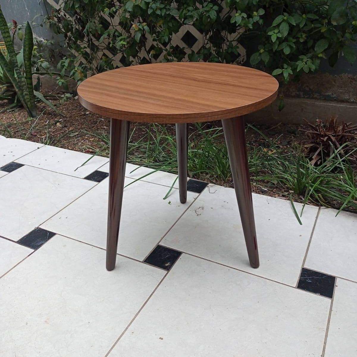 GENERICO - Mesa de centro redondo 50 cm color nogal