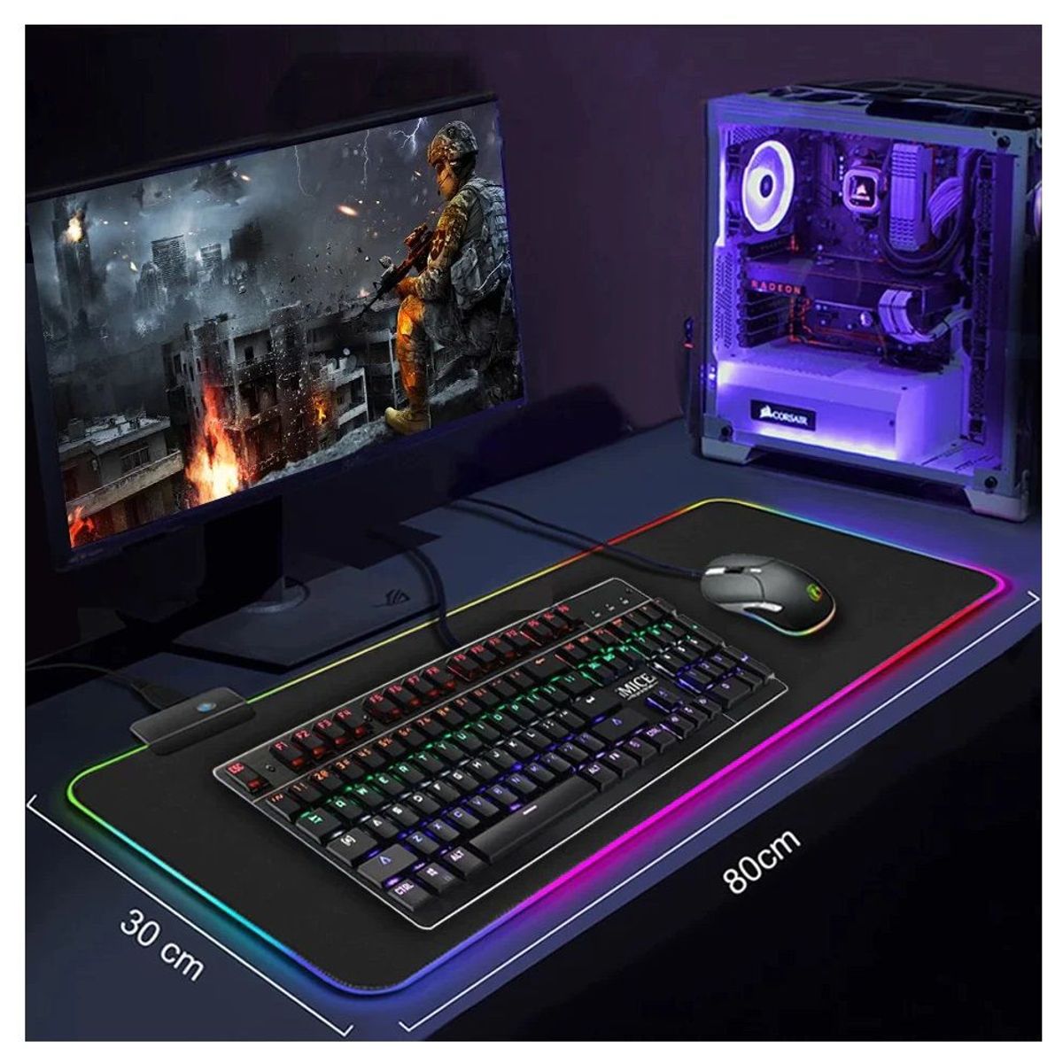 OEM - Pad Mouse Gamer RGB Calidad Premium XL 80cm x 30cm x 04mm