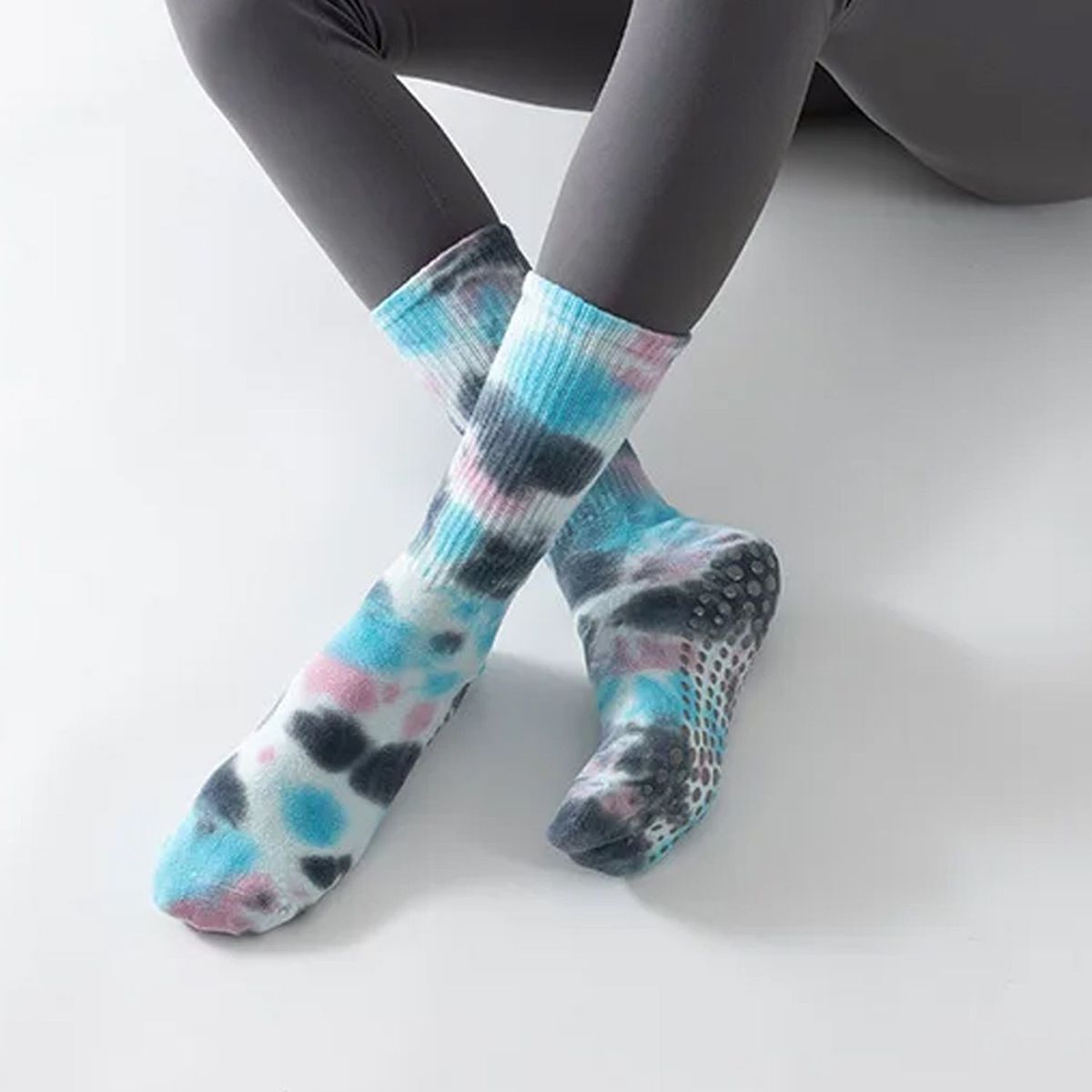 GENERICO - Medias Mujer Antideslizantes Deportivas Grip Coloridas -M2