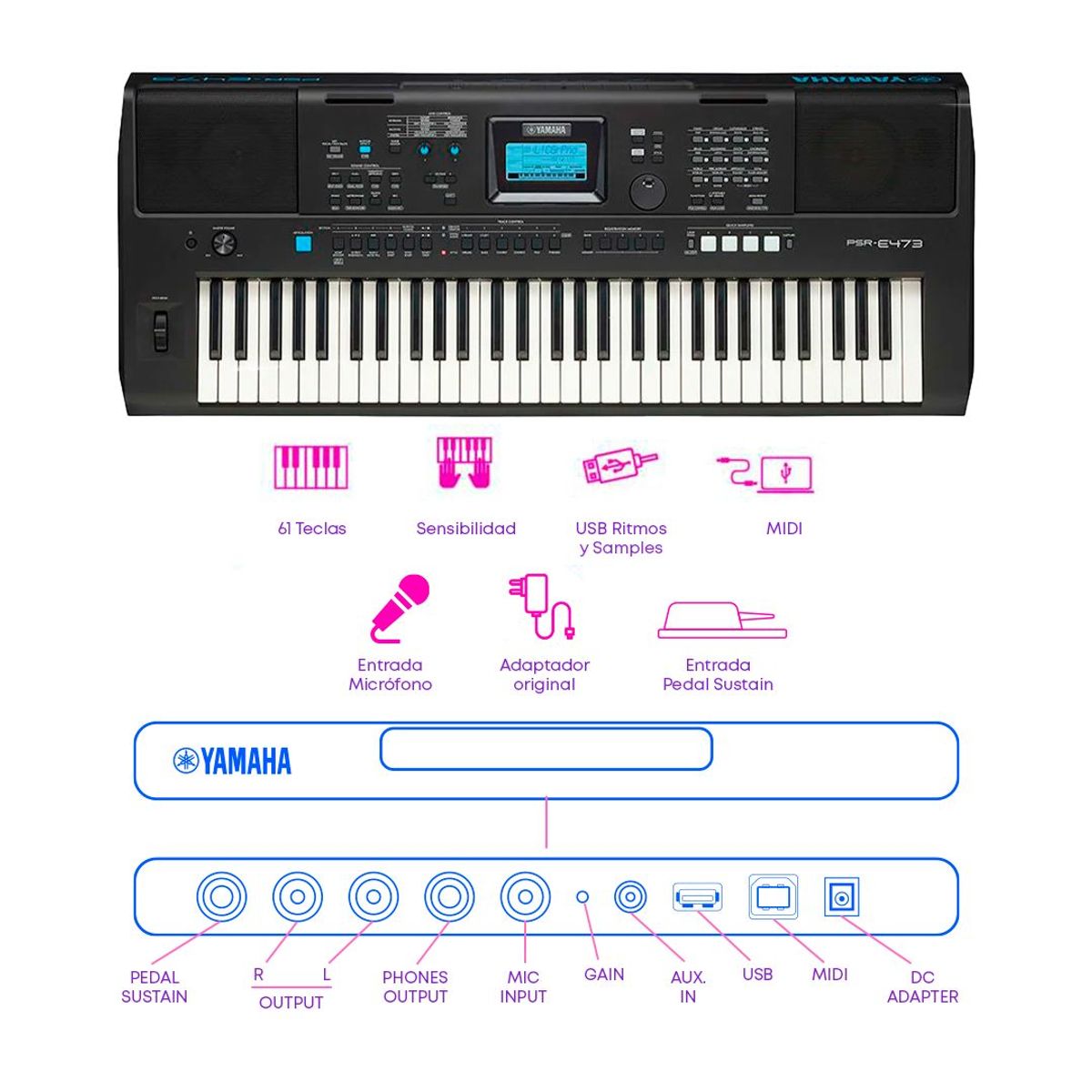 YAMAHA - TECLADO PSR-E473 PACK ADVANCE